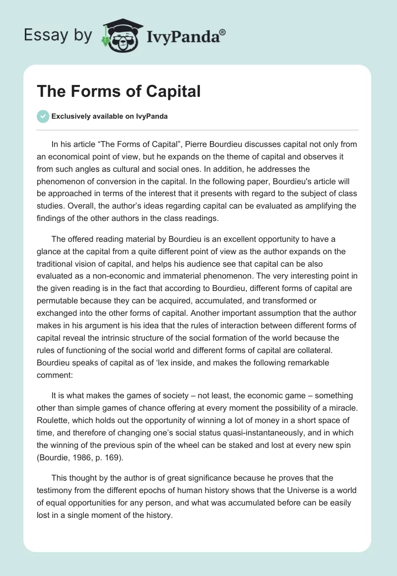 The Forms of Capital. Page 1