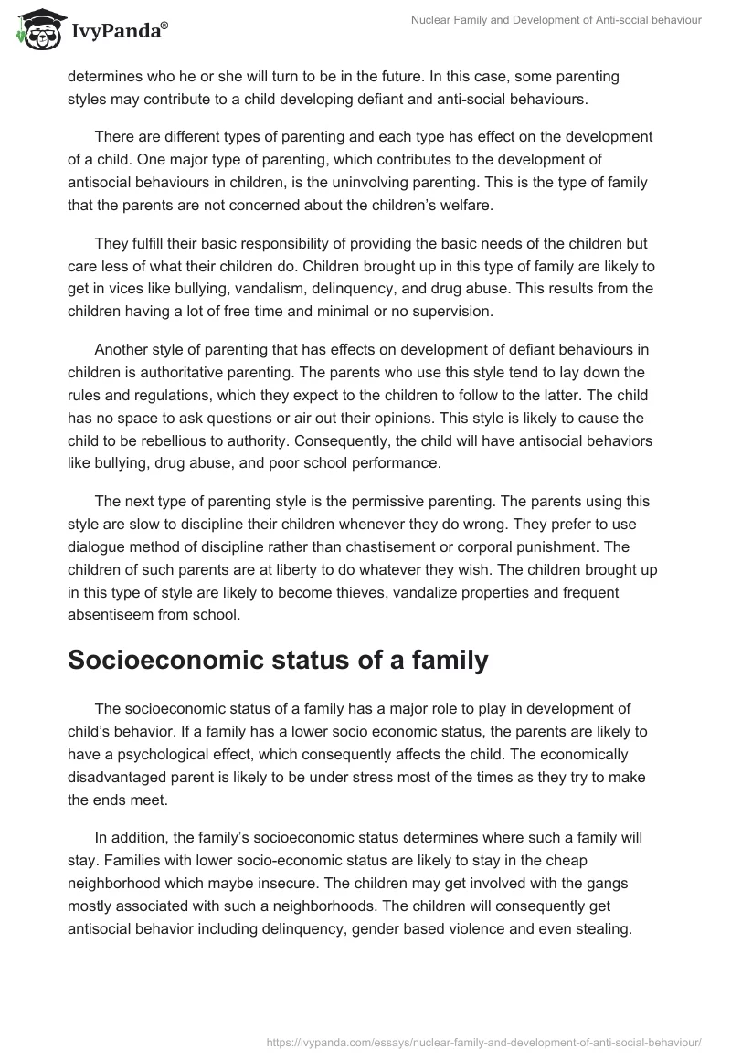 Nuclear Family and Development of Anti-social behaviour. Page 2