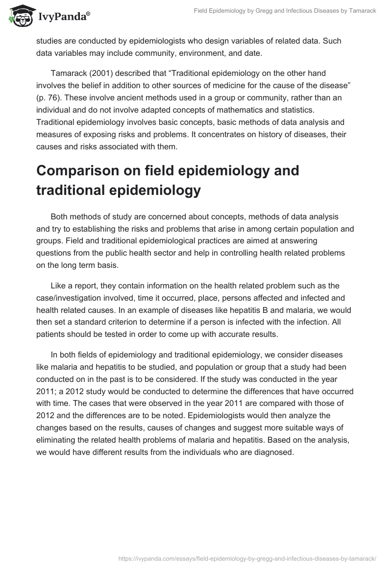 "Field Epidemiology" by Gregg and "Infectious Diseases" by Tamarack. Page 2