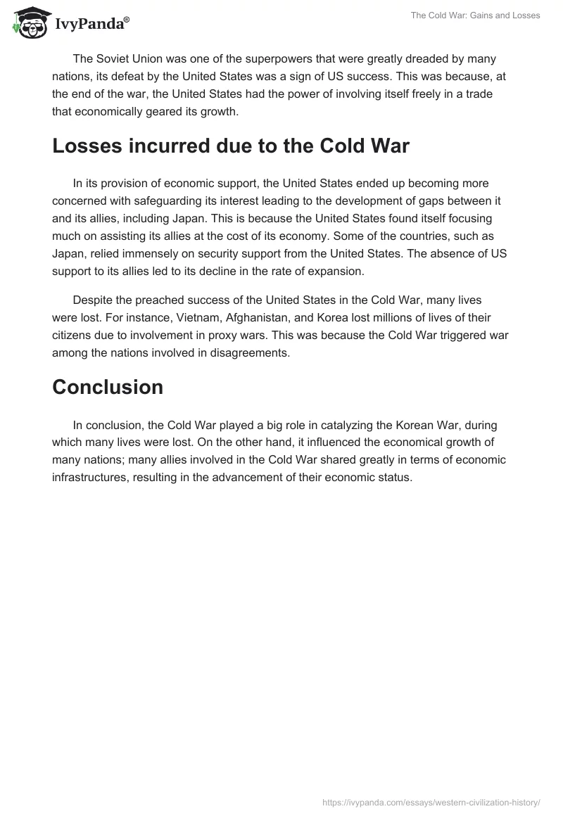 The Cold War: Gains and Losses. Page 2