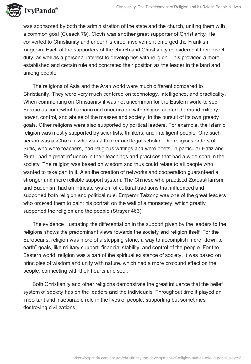 Christianity: The Development of Religion and Its Role in People’s Lives. Page 2