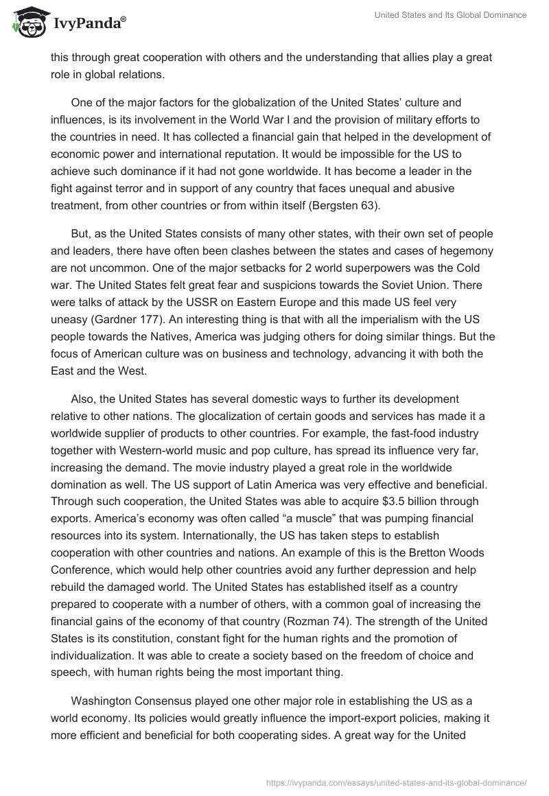 United States and Its Global Dominance. Page 2
