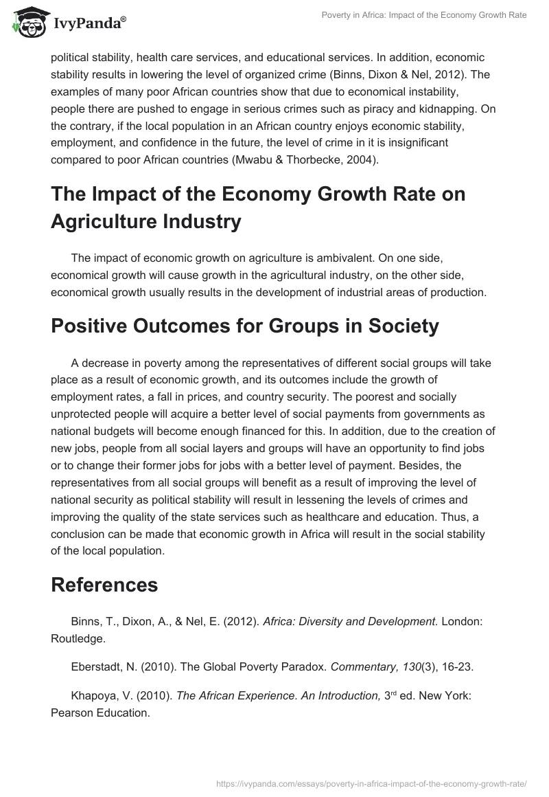 Poverty in Africa: Impact of the Economy Growth Rate. Page 2