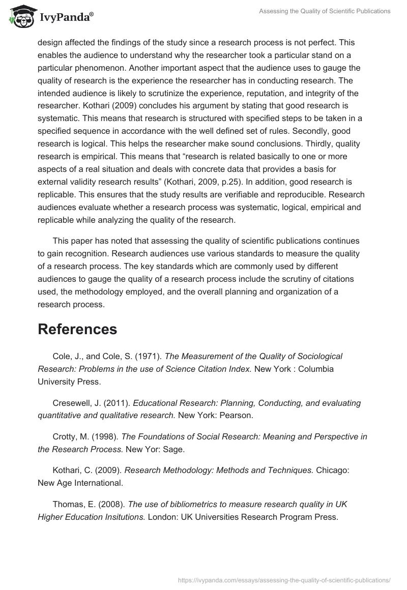 Assessing the Quality of Scientific Publications. Page 3