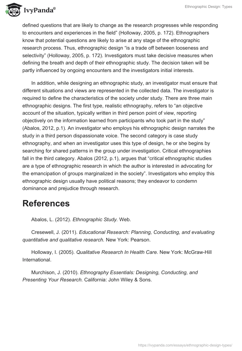 Ethnographic Design: Types. Page 3
