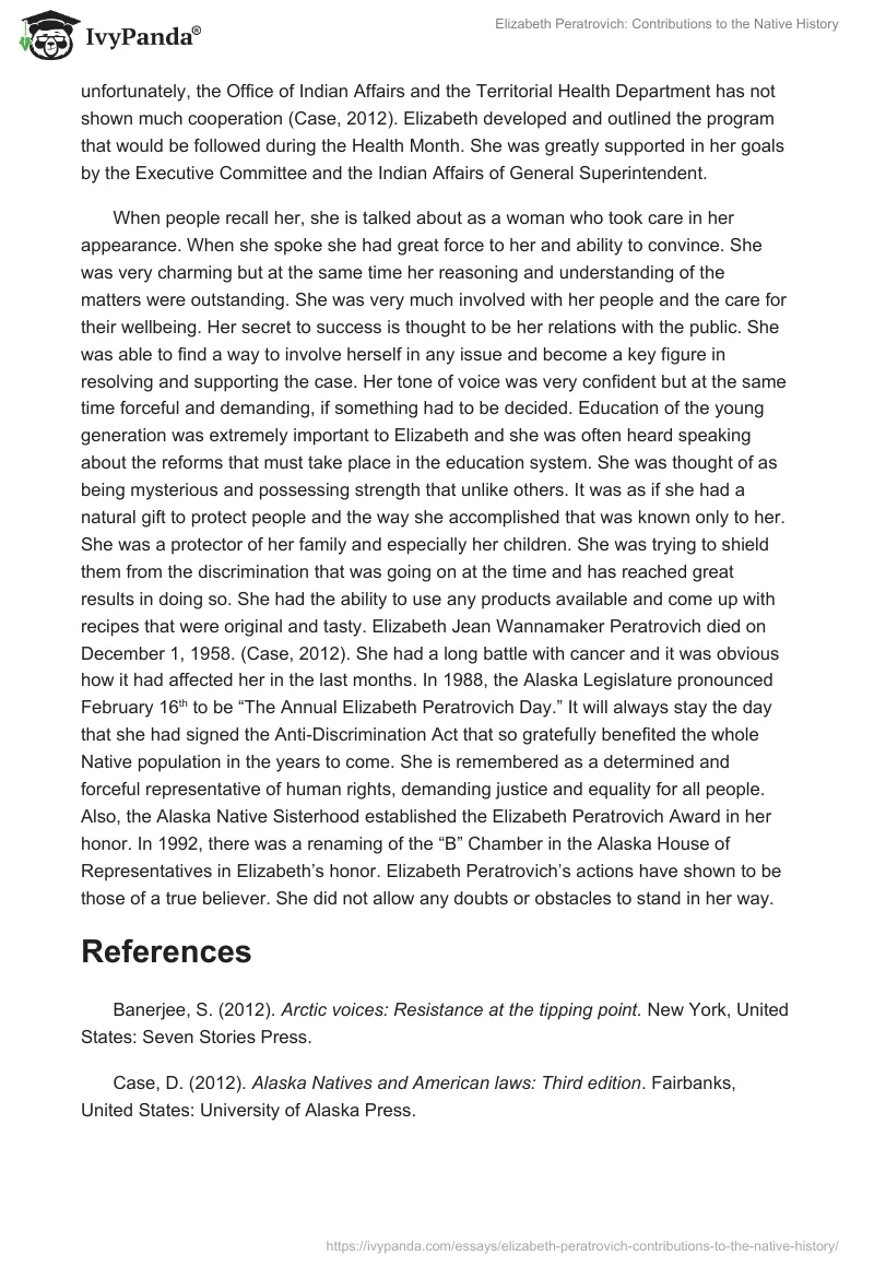 Elizabeth Peratrovich: Contributions to the Native History. Page 4