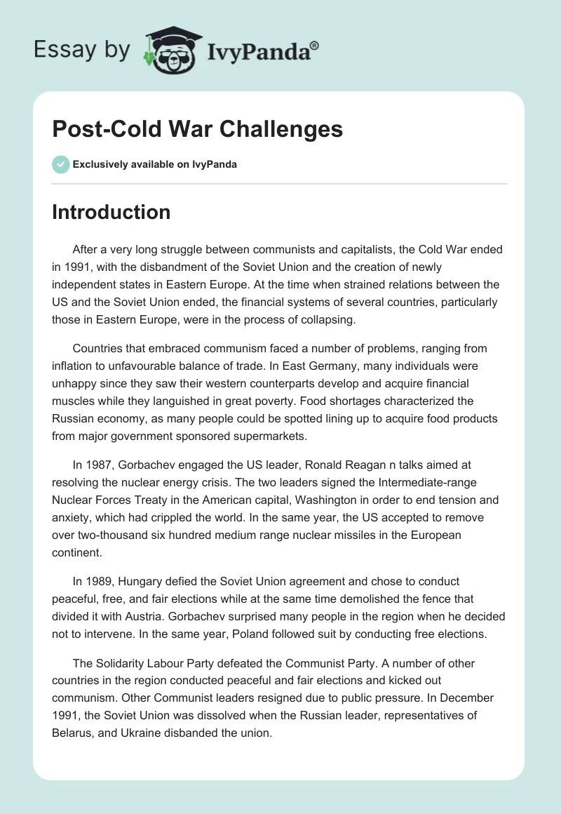 Post-Cold War Challenges. Page 1