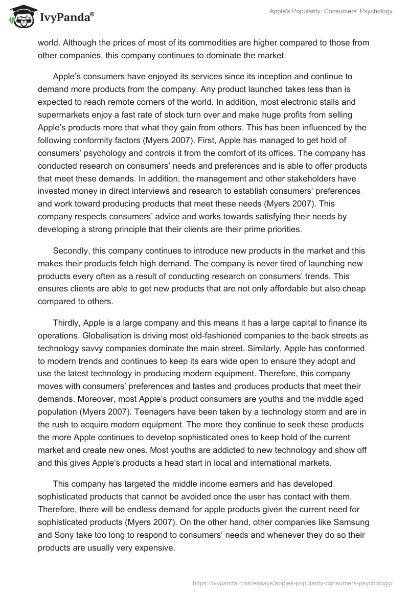 Apple's Popularity: Consumers’ Psychology. Page 2