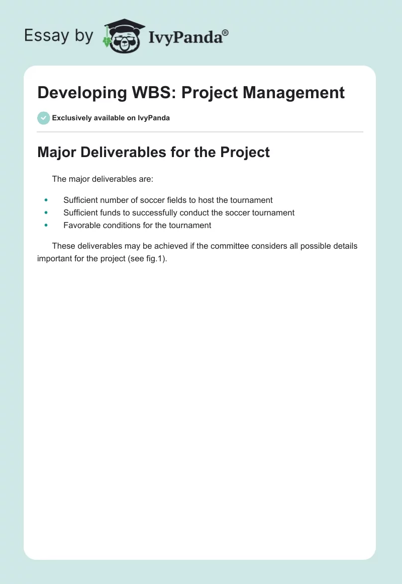 Developing WBS: Project Management. Page 1