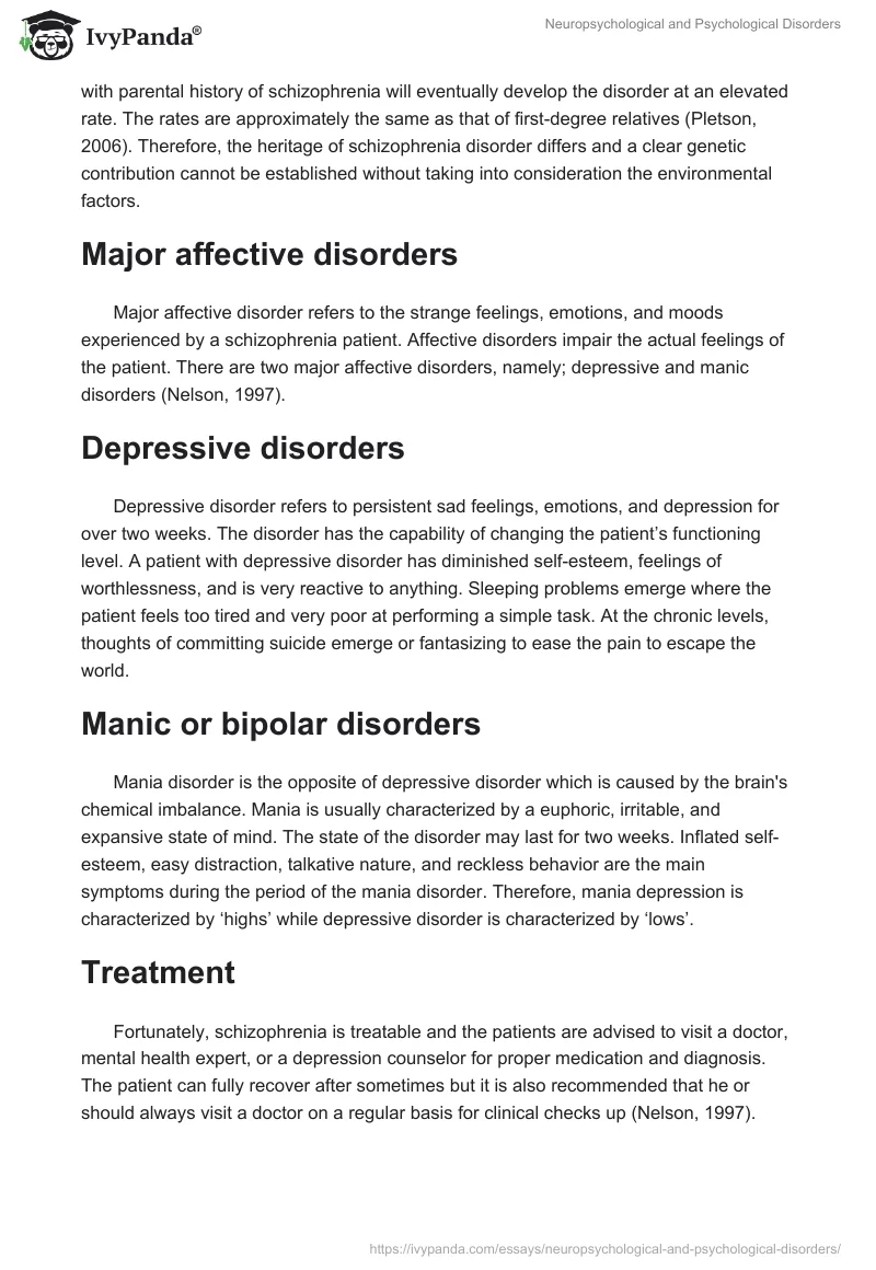 Neuropsychological and Psychological Disorders. Page 2