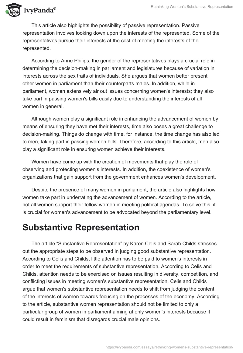 Rethinking Women’s Substantive Representation. Page 2