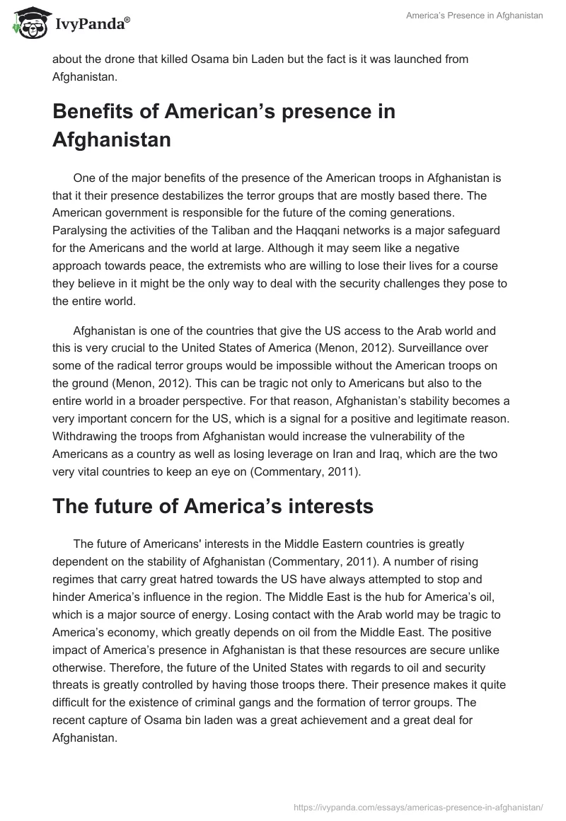 America’s Presence in Afghanistan. Page 2