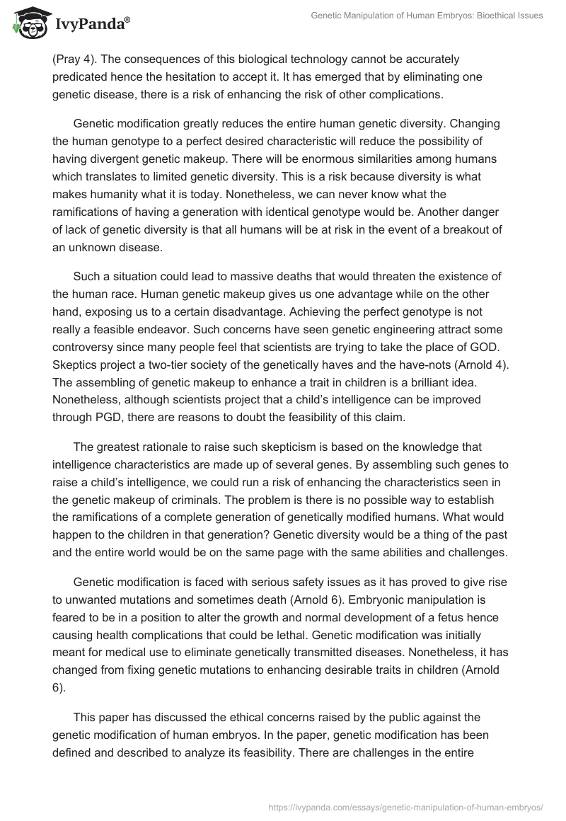 Genetic Manipulation of Human Embryos: Bioethical Issues. Page 2
