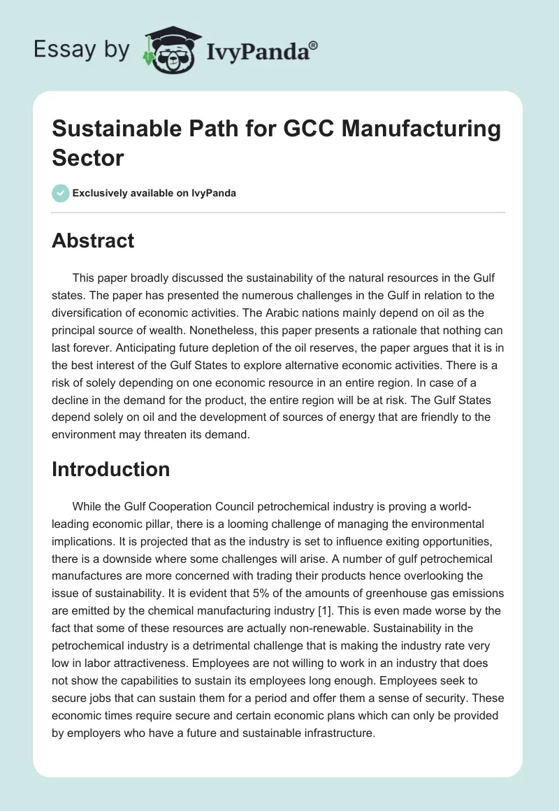 Sustainable Path for GCC Manufacturing Sector. Page 1