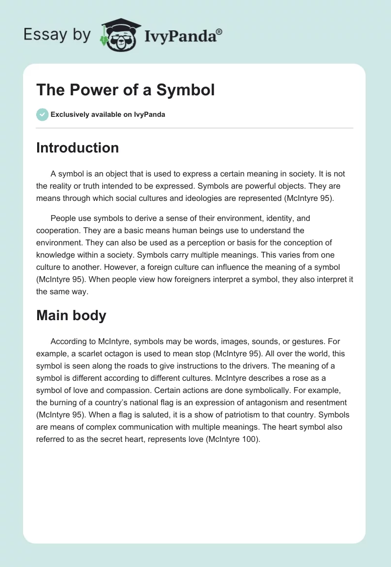 The Power of a Symbol. Page 1