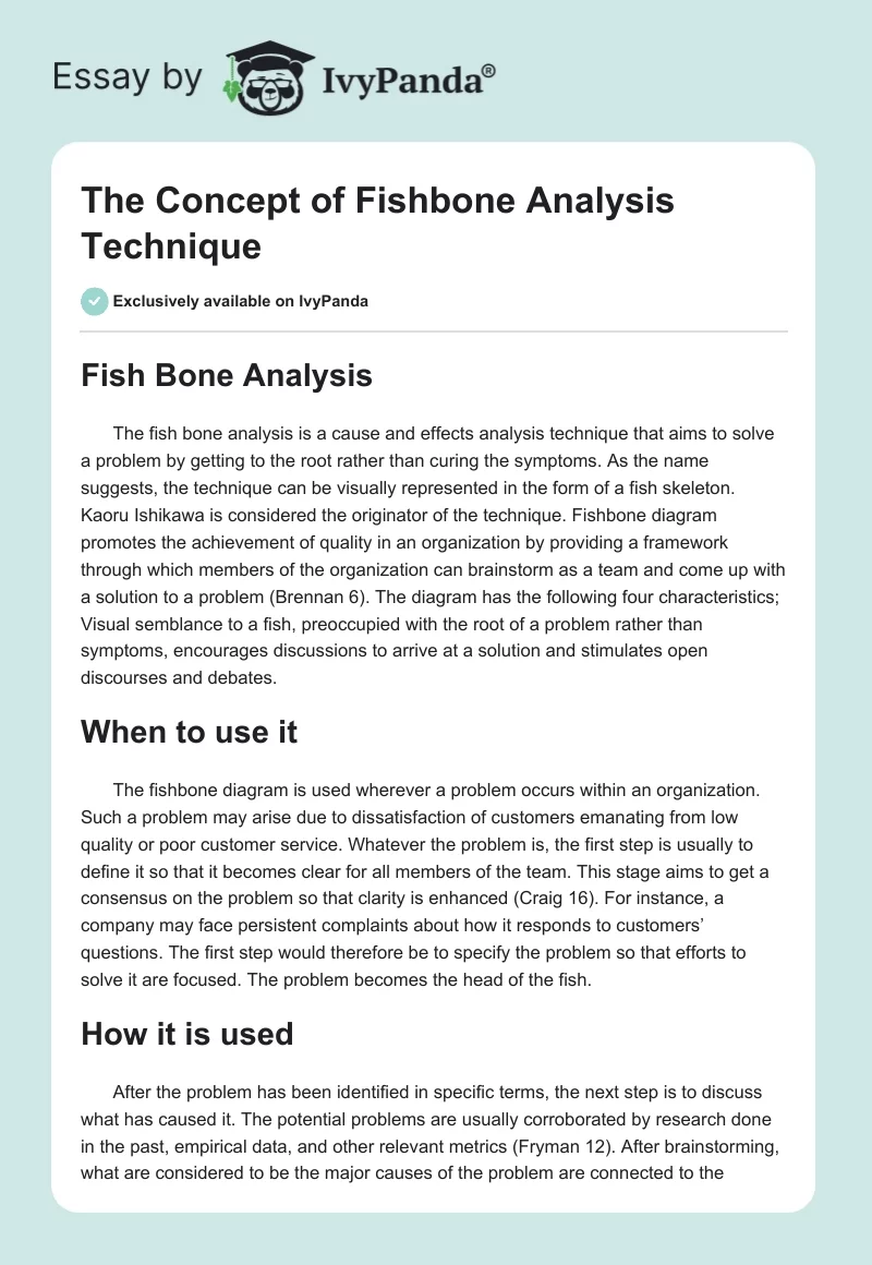 The Concept of Fishbone Analysis Technique. Page 1