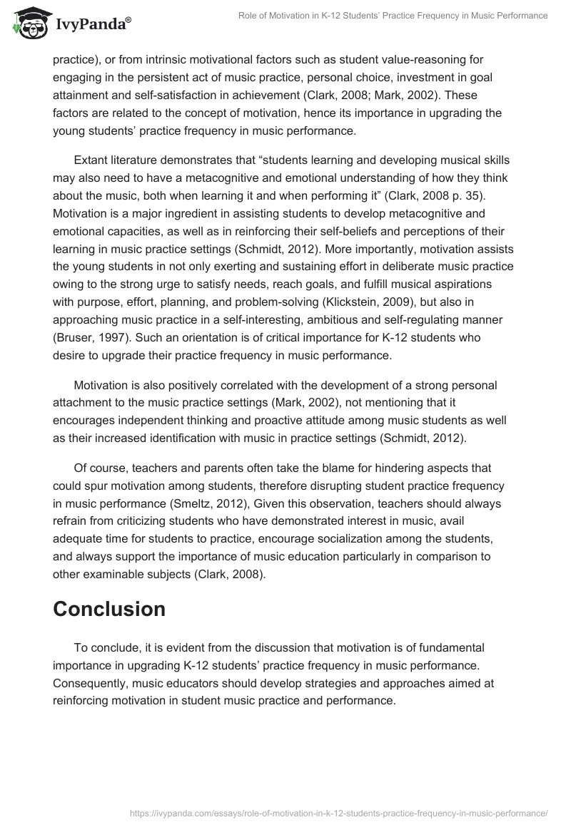 Role of Motivation in K-12 Students’ Practice Frequency in Music Performance. Page 2