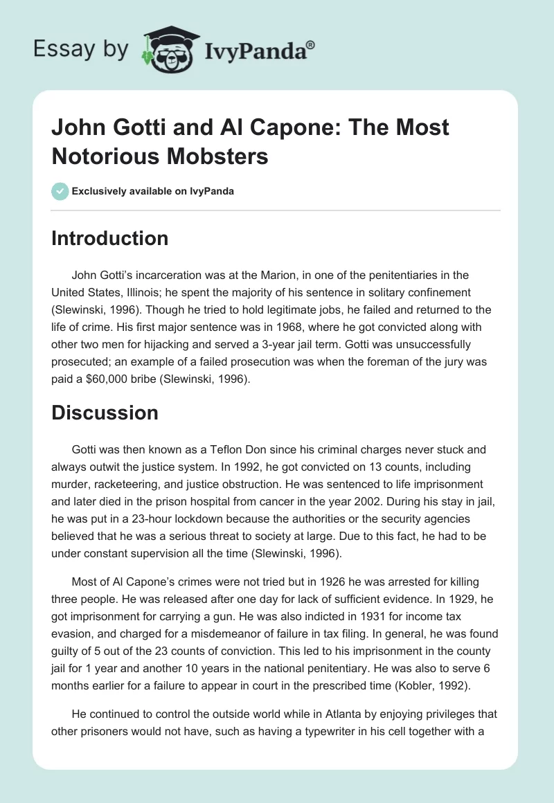 John Gotti and Al Capone: The Most Notorious Mobsters. Page 1