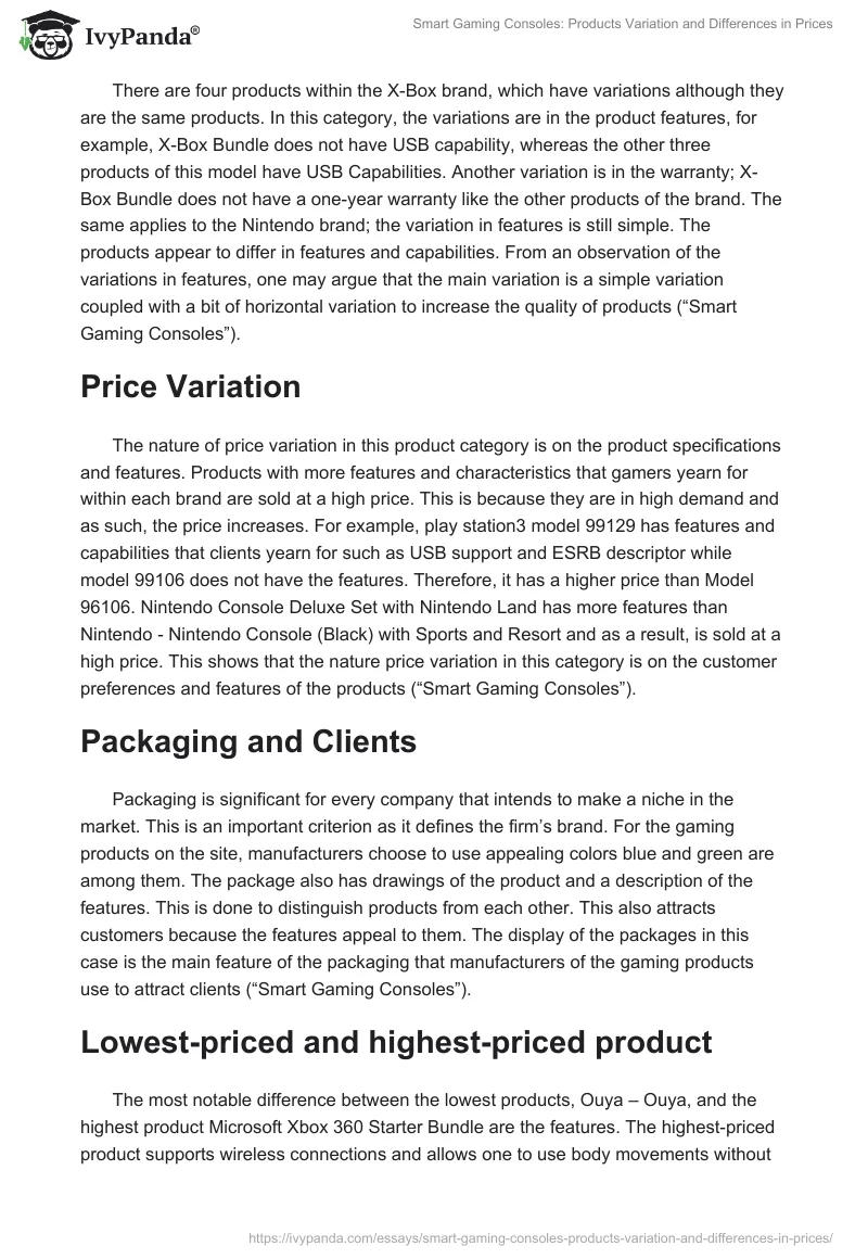 Smart Gaming Consoles: Products Variation and Differences in Prices. Page 2