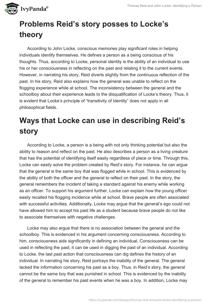 Thomas Reid and John Locke: Identifying a Person. Page 2