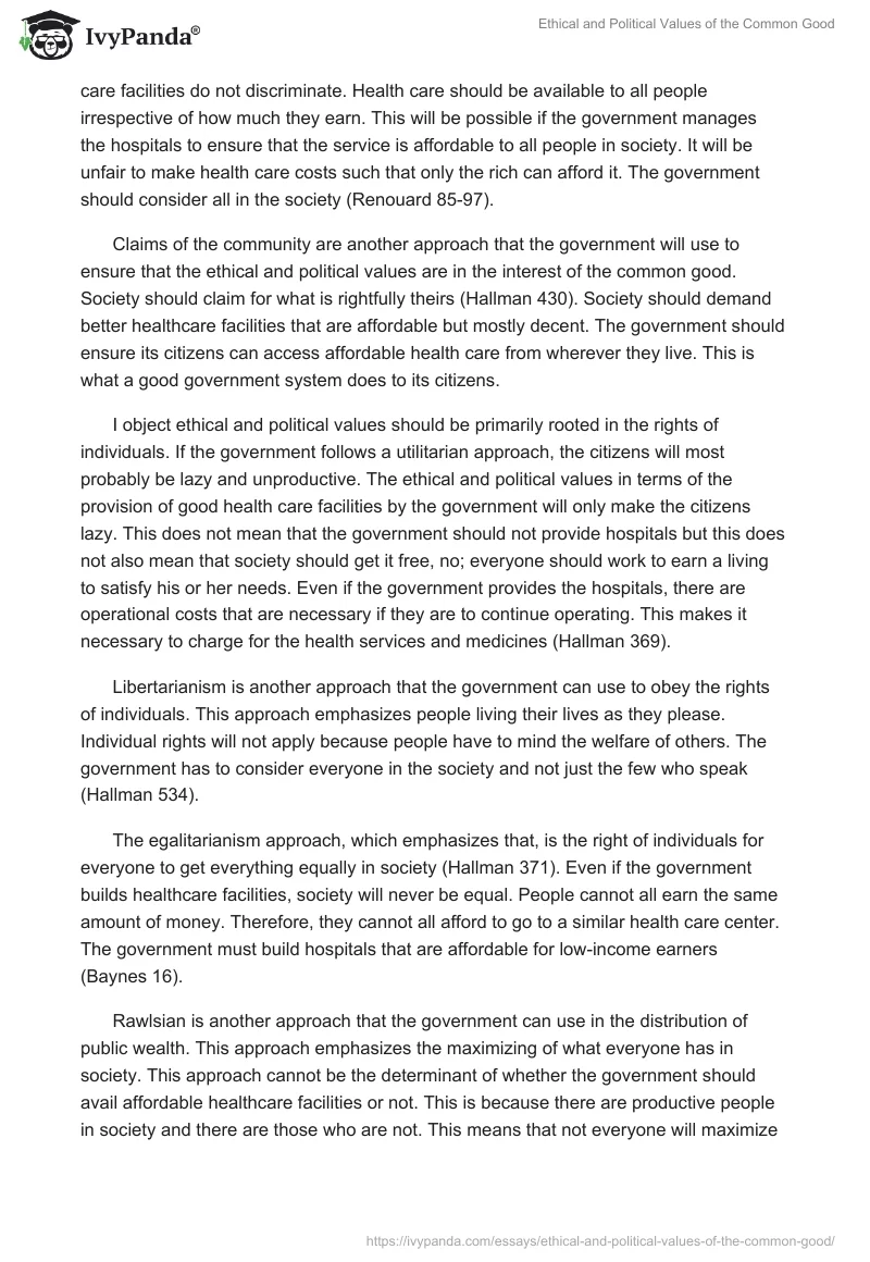Ethical and Political Values of the Common Good. Page 3