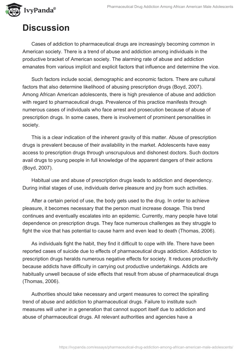 Pharmaceutical Drug Addiction Among African American Male Adolescents. Page 2