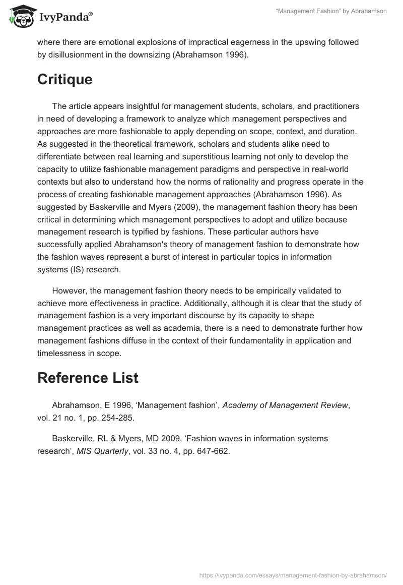 “Management Fashion” by Abrahamson. Page 2