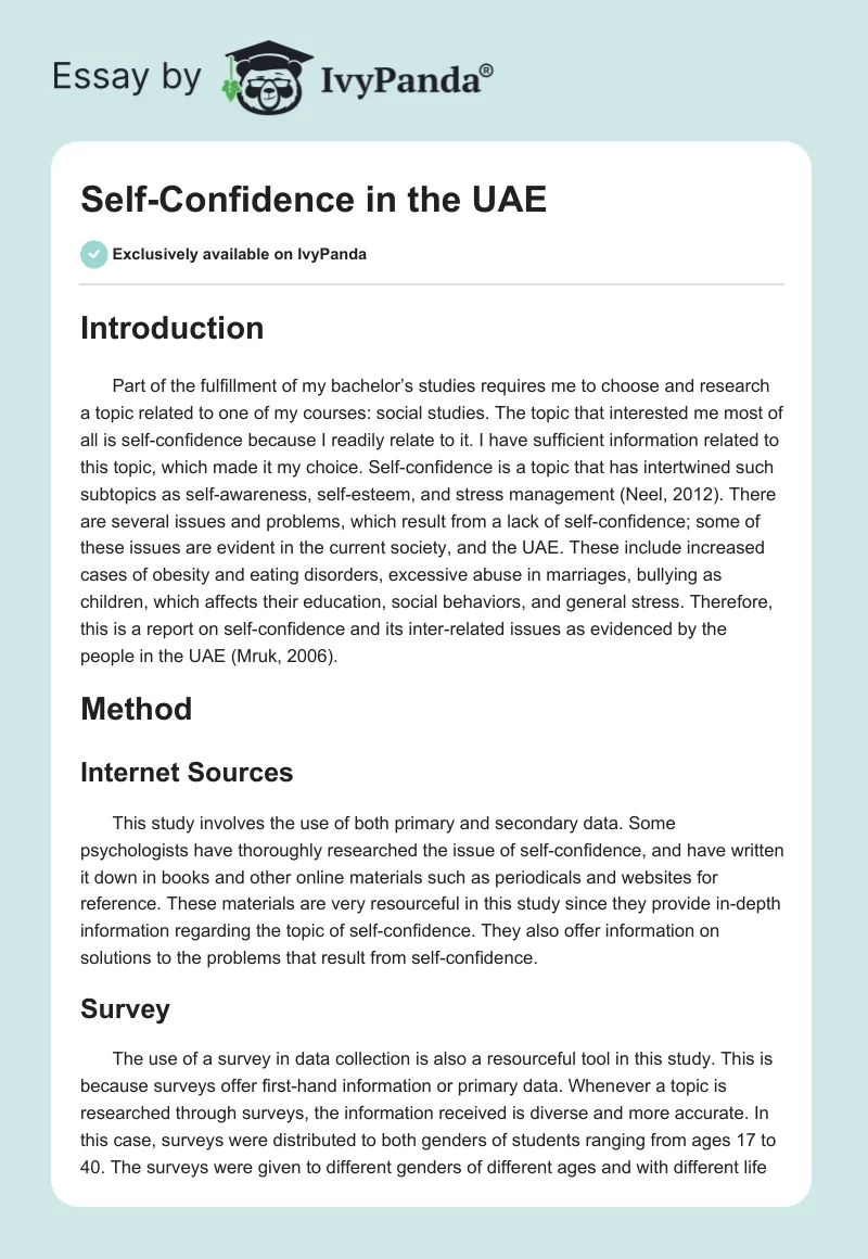 Self-Confidence in the UAE. Page 1