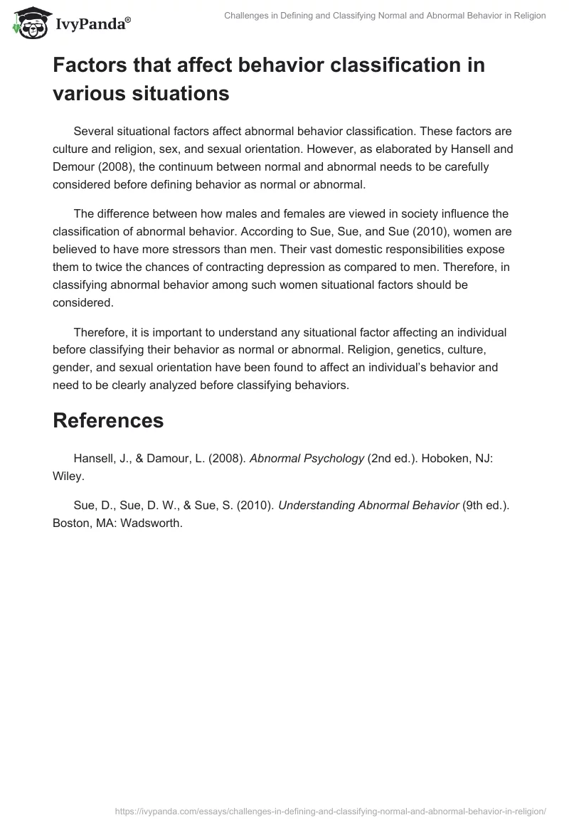 Challenges in Defining and Classifying Normal and Abnormal Behavior in Religion. Page 2