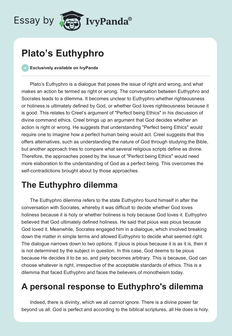 Plato’s "Euthyphro". Page 1