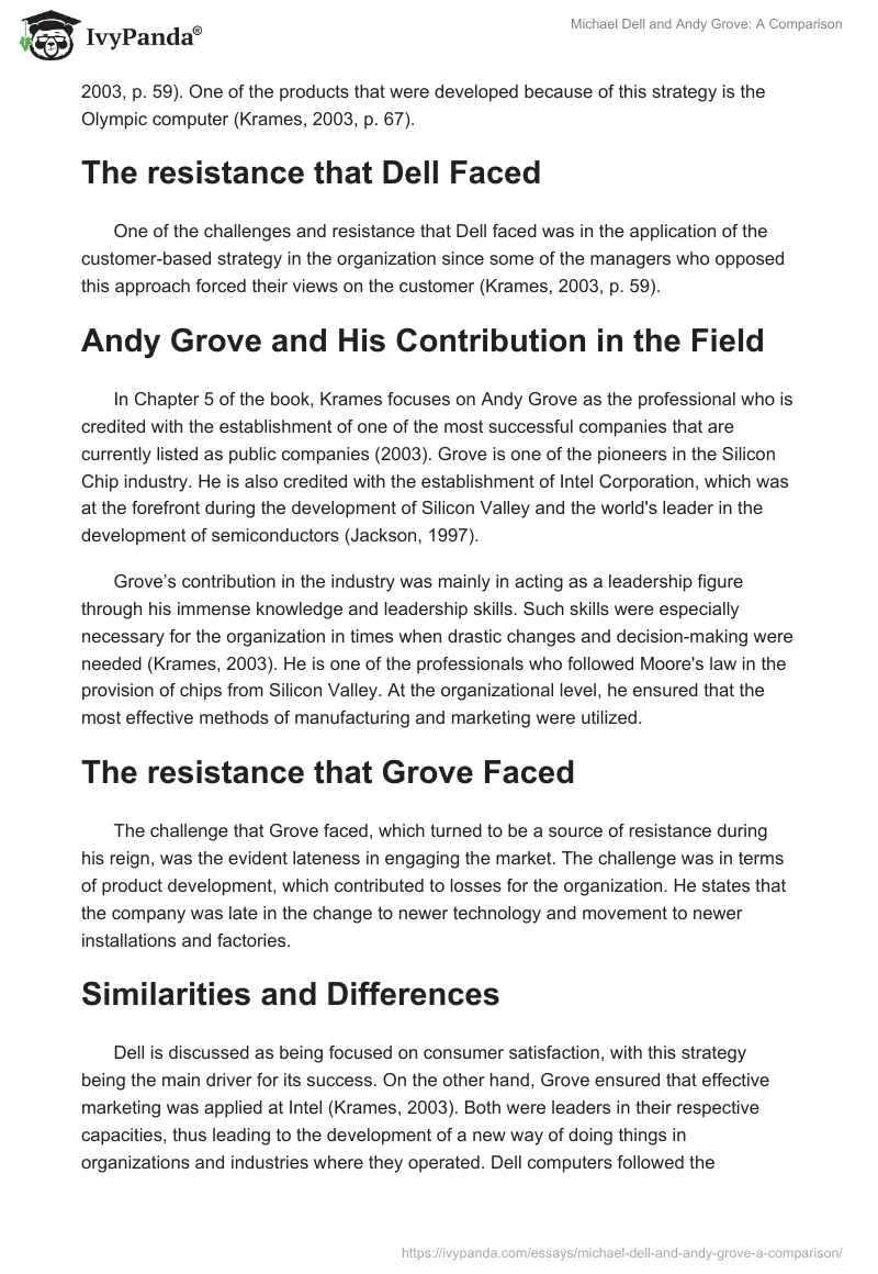 Michael Dell and Andy Grove: A Comparison. Page 2