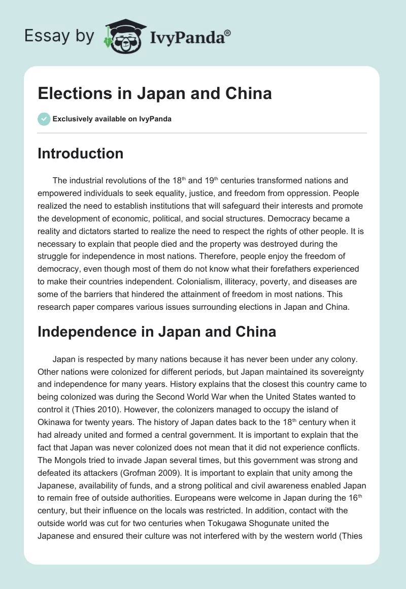 Elections in Japan and China. Page 1