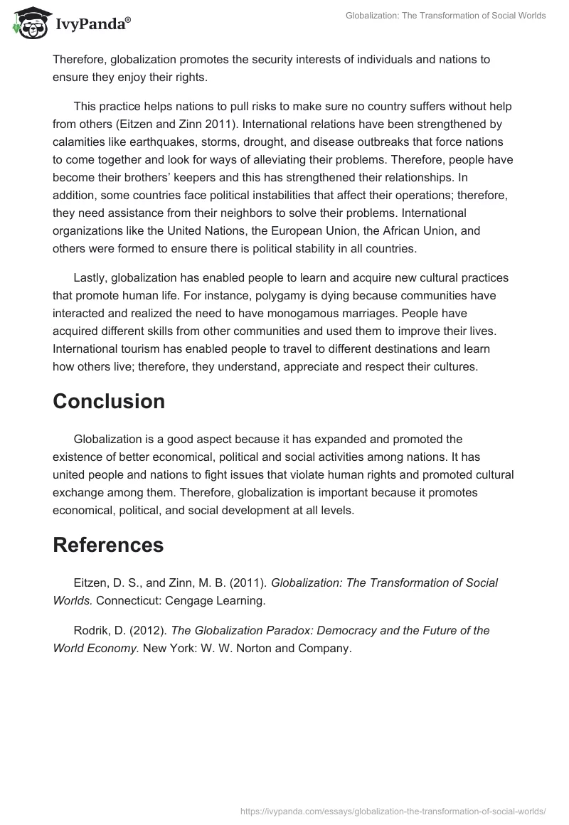 Globalization: The Transformation of Social Worlds. Page 2