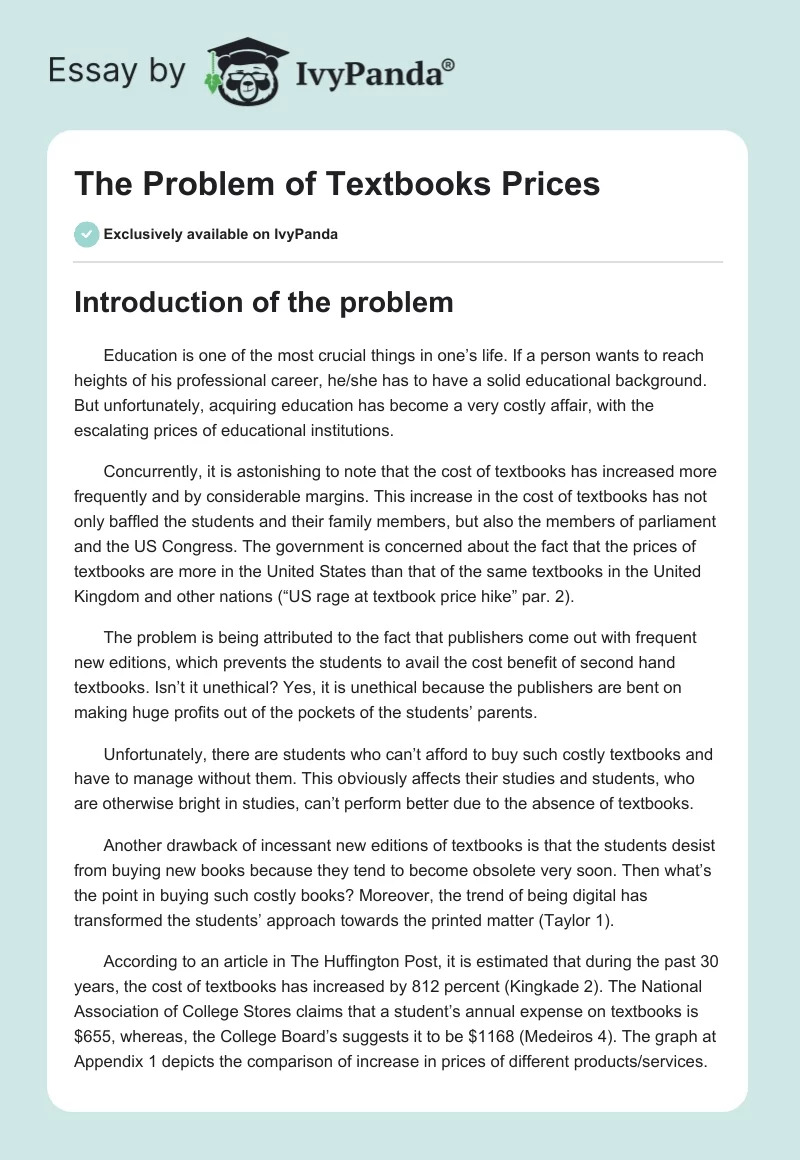 The Problem of Textbooks Prices. Page 1