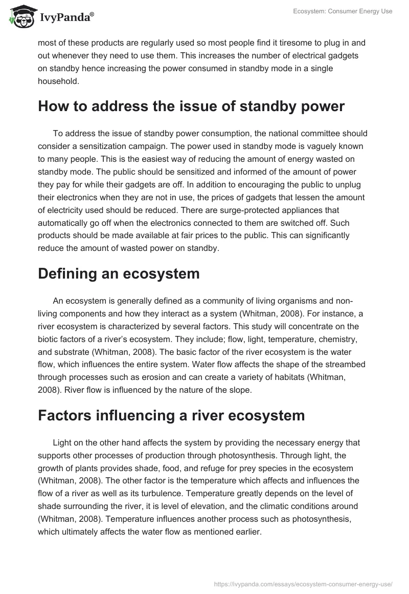 Ecosystem: Consumer Energy Use. Page 3