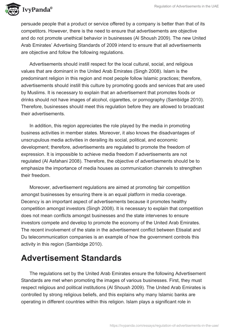 Regulation of Advertisements in the UAE. Page 2