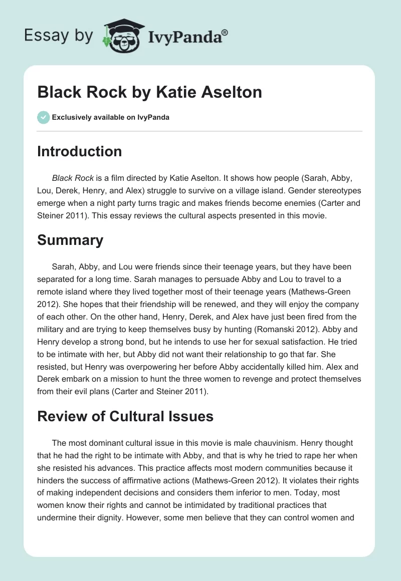 "Black Rock" by Katie Aselton. Page 1