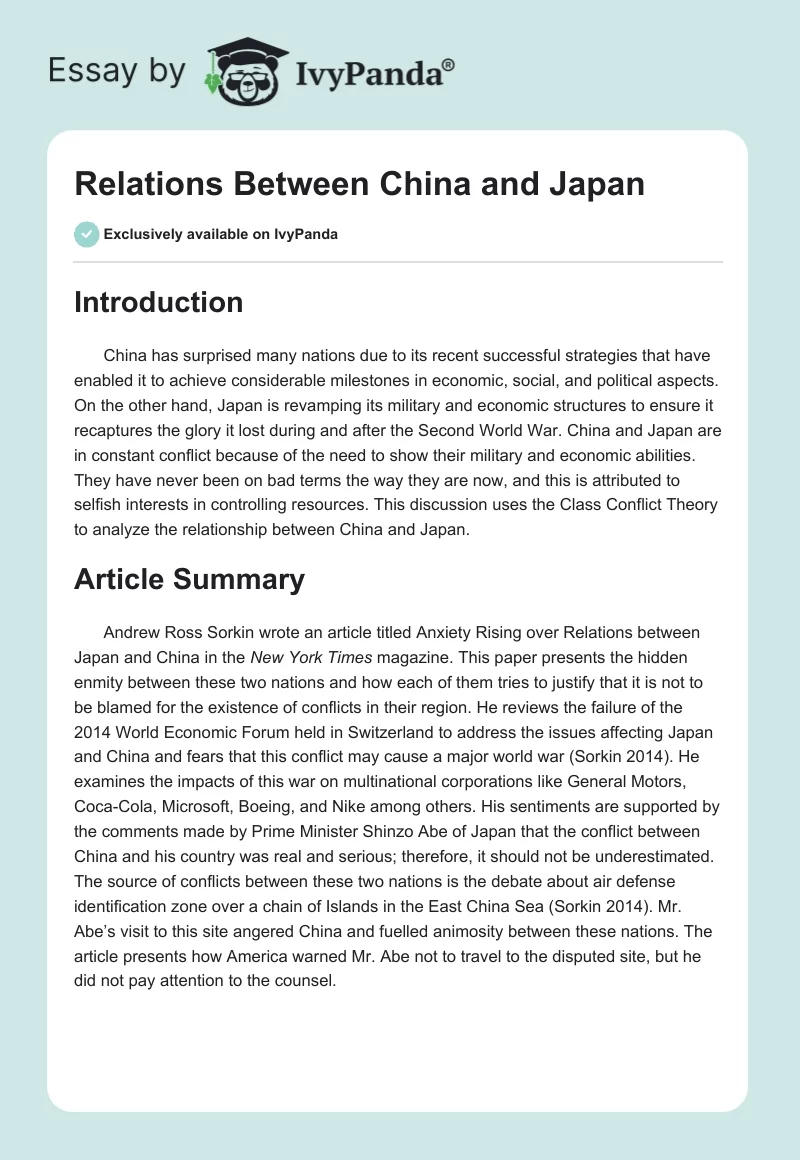 Relations Between China and Japan. Page 1