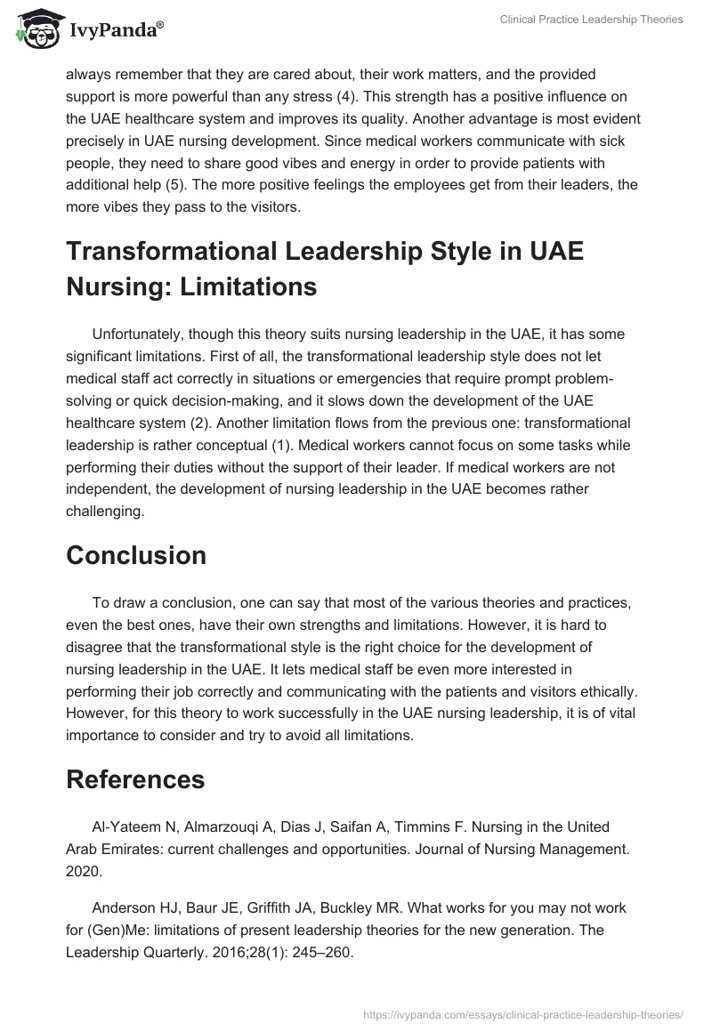 Clinical Practice Leadership Theories. Page 2