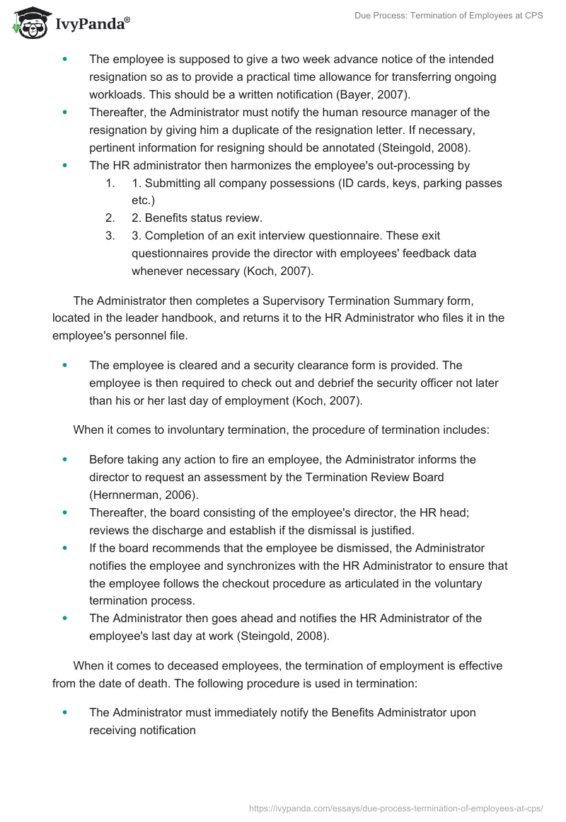Due Process: Termination of Employees at CPS. Page 3