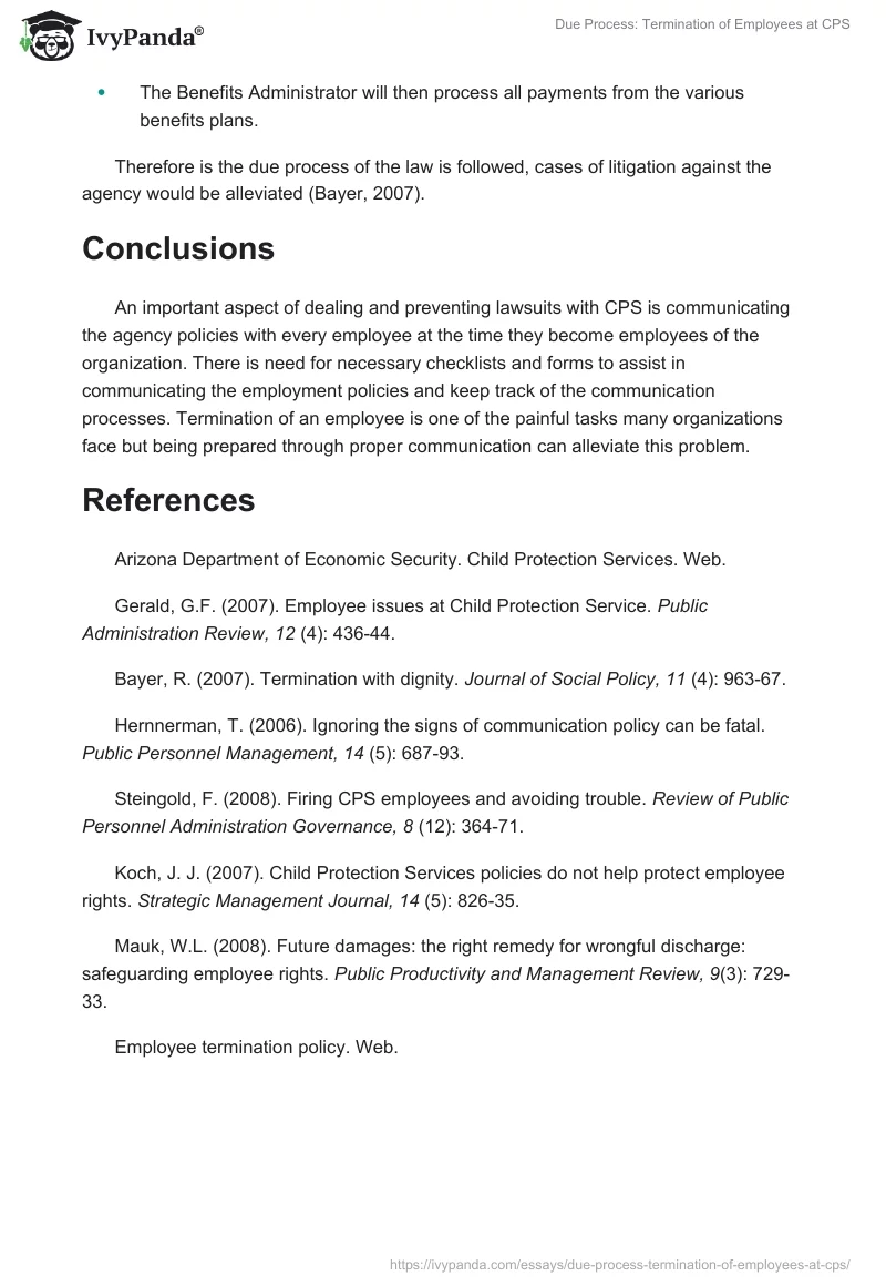 Due Process: Termination of Employees at CPS. Page 4