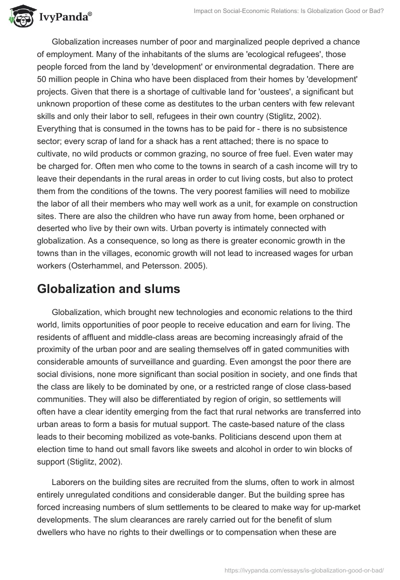 Impact on Social-Economic Relations: Is Globalization Good or Bad?. Page 2