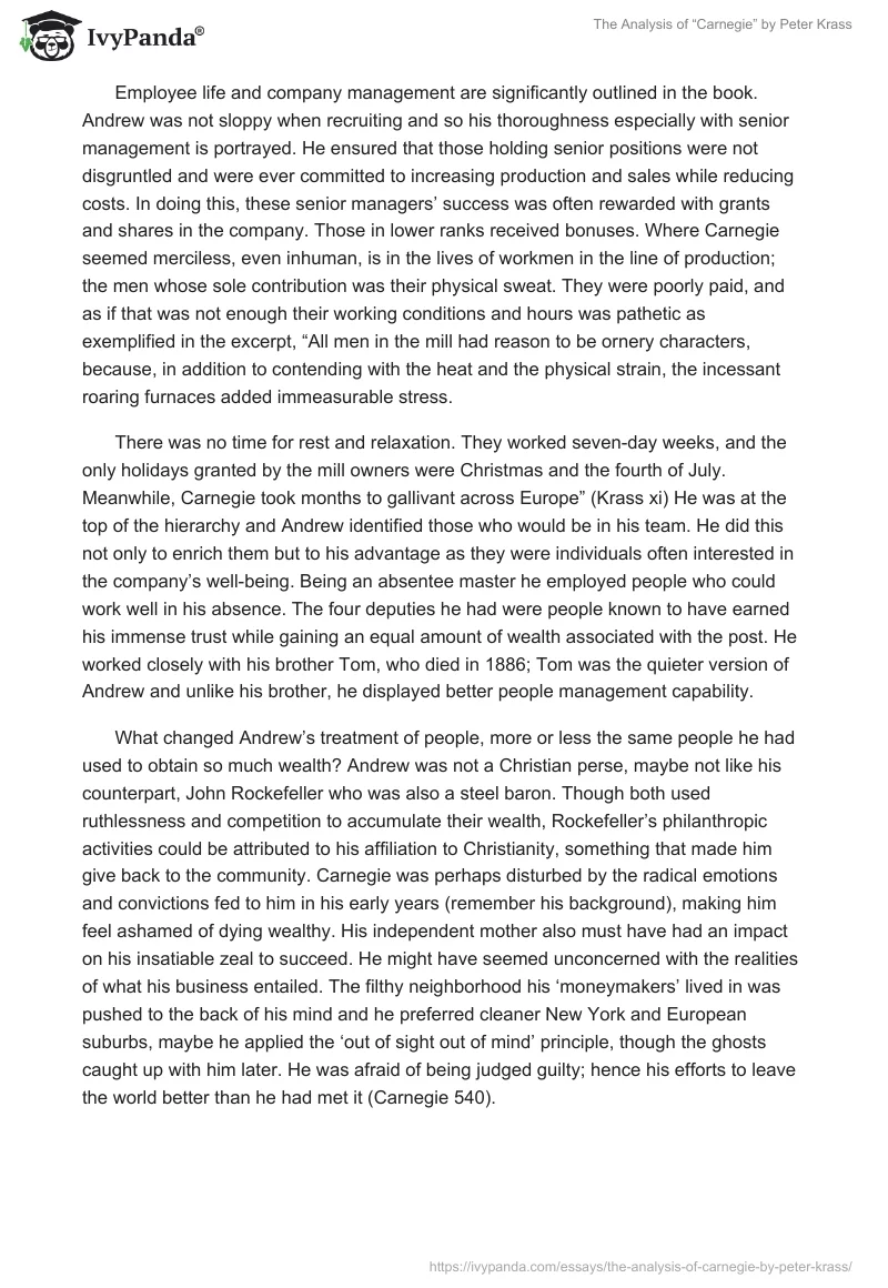 The Analysis of “Carnegie” by Peter Krass. Page 3