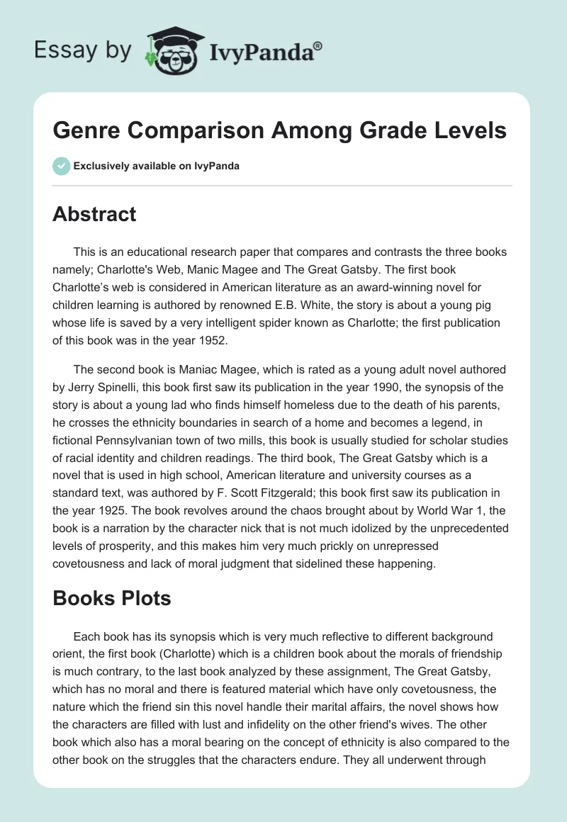 Genre Comparison Among Grade Levels. Page 1