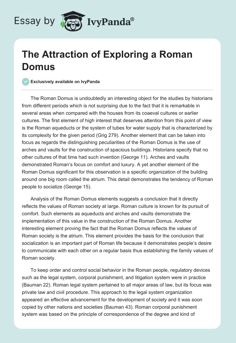 The Attraction of Exploring a Roman Domus. Page 1