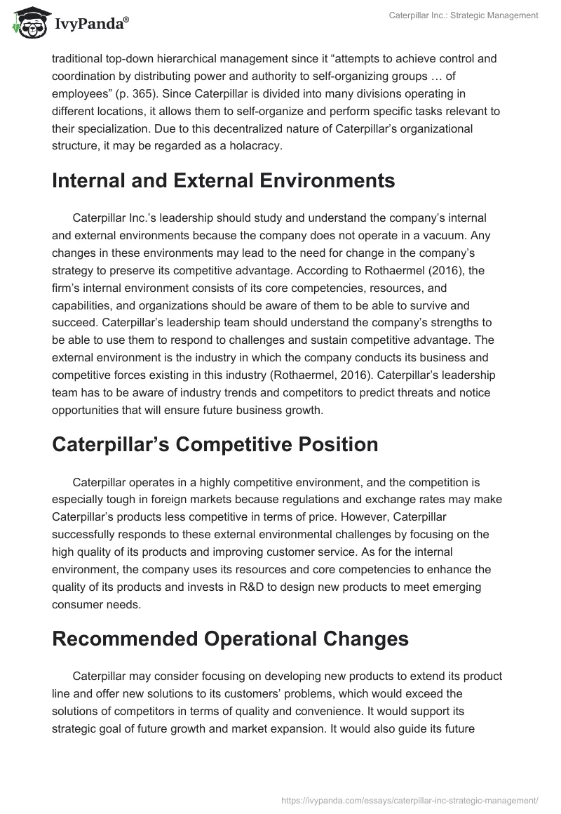 Caterpillar Inc.: Strategic Management. Page 2