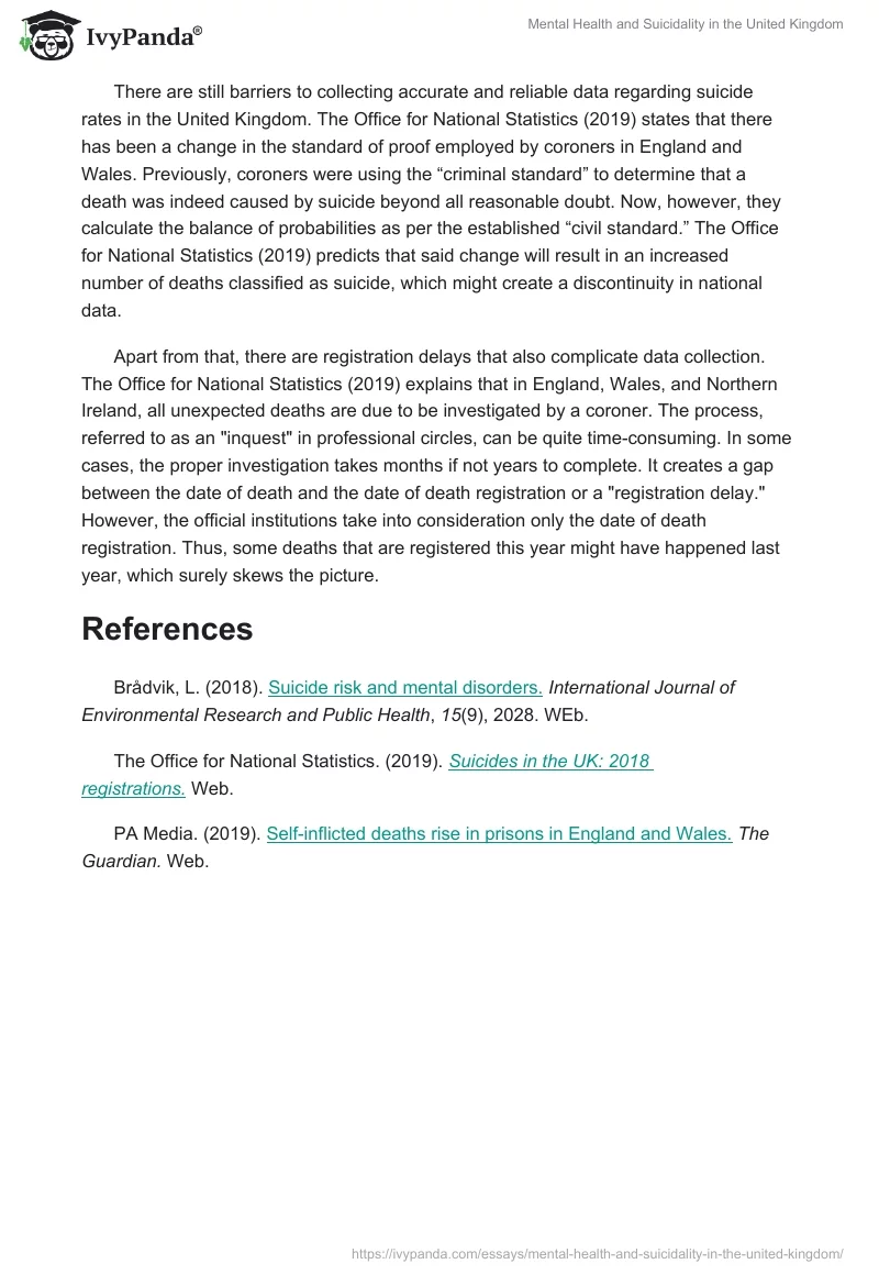 Mental Health and Suicidality in the United Kingdom. Page 2