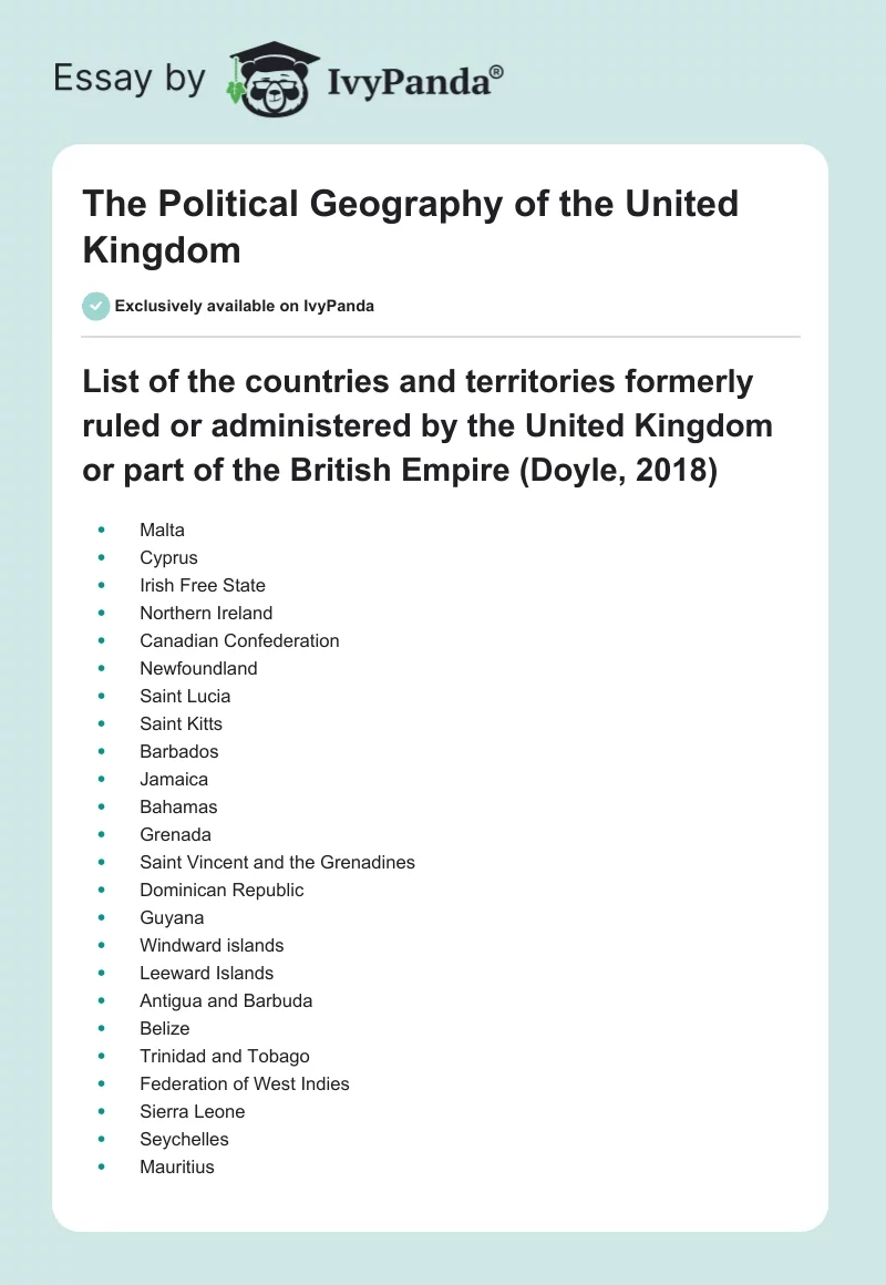 The Political Geography of the United Kingdom. Page 1