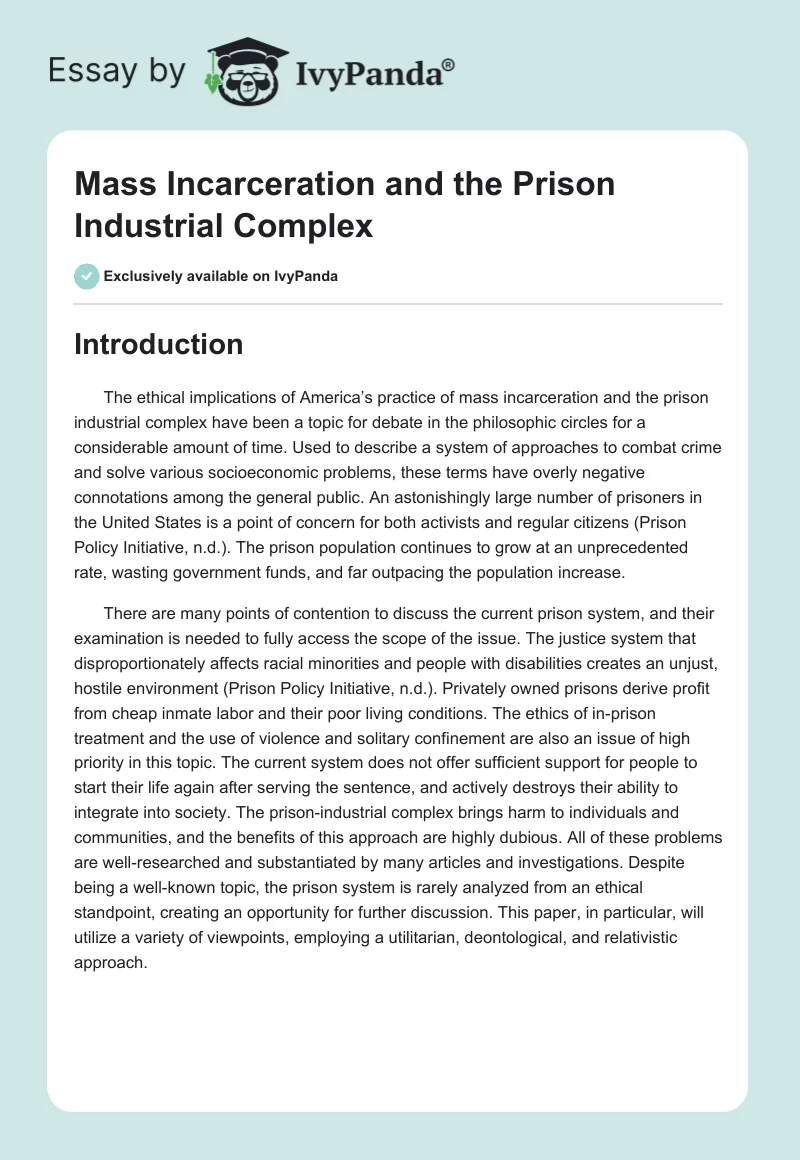 Mass Incarceration and the Prison Industrial Complex. Page 1