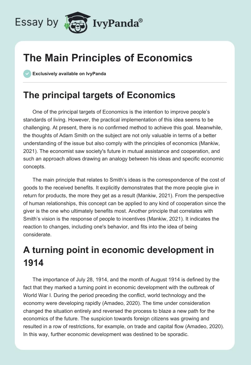 The Main Principles of Economics. Page 1